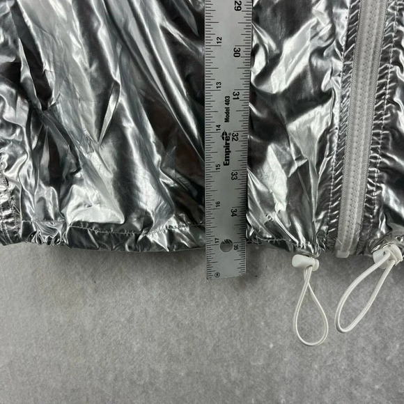 Wild Fable Jacket Women's Sz S Silver Metallic Full-Zip Mock Neck Elastic Trim - Picture 5 of 13